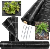Zwart Agrotextiel Onkruidvlies, Tuinvlies, Mulchfleece 1,6 m 90 g met UV POLEN + stalen pinnen GRATIS / 50 m
