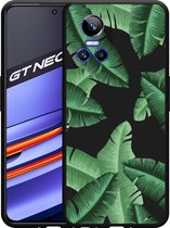 Realme GT Neo 3 Hoesje Zwart Palm Leaves - Designed by Cazy