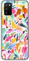 Hoesje geschikt voor Samsung Galaxy A03S hoesje - Watercolor Brushstrokes - Soft Cover Telefoonhoesje - Bescherming aan alle Kanten en Schermrand