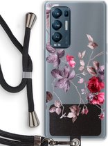 Case Company® - Hoesje met koord geschikt voor Oppo Find X3 Neo hoesje met Koord - Mooie bloemen - Telefoonhoesje met Zwart Koord - Bescherming aan alle Kanten en Over de Schermrand