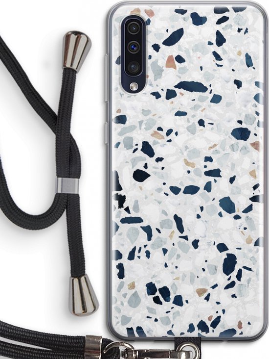 Case Company® - Coque Samsung Galaxy A50 avec cordon - Terrazzo N°1 - Coque pour téléphone avec cordon Zwart - Protection sur tous les côtés et sur le bord de l'écran