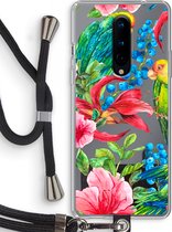 Case Company® - Hoesje met koord geschikt voor OnePlus 8 hoesje met Koord - Papegaaien - Telefoonhoesje met Zwart Koord - Bescherming aan alle Kanten en Over de Schermrand
