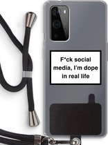 Case Company® - Hoesje met koord geschikt voor OnePlus 9 Pro hoesje met Koord - I'm dope - Telefoonhoesje met Zwart Koord - Bescherming aan alle Kanten en Over de Schermrand