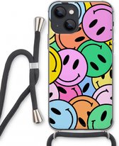 Case Company® - Hoesje met koord geschikt voor iPhone 13 mini hoesje met Koord - Smiley N°1 - Telefoonhoesje met Zwart Koord - Extra Bescherming aan alle Kanten en Over de Schermrand