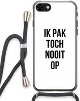 Case Company® - Hoesje met koord geschikt voor iPhone 7 hoesje met Koord - Ik pak nooit op - Telefoonhoesje met Zwart Koord - Extra Bescherming aan alle Kanten en Over de Schermrand