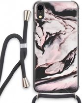Case Company® - Hoesje met koord geschikt voor iPhone XR hoesje met Koord - Roze stroom - Telefoonhoesje met Zwart Koord - Extra Bescherming aan alle Kanten en Over de Schermrand