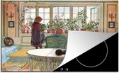 KitchenYeah® Inductie beschermer 78x52 cm - Flowers on the windowsill - Carl Larsson - Kookplaataccessoires - Afdekplaat voor kookplaat - Inductiebeschermer - Inductiemat - Inductieplaat mat