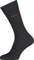 HUGO logo sokken (2-pack) - herensokken katoen - antraciet grijs - Maat: 39-42