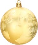 Lichtgele, gladde kerstbal met een subtiel ijsbloempatroon.