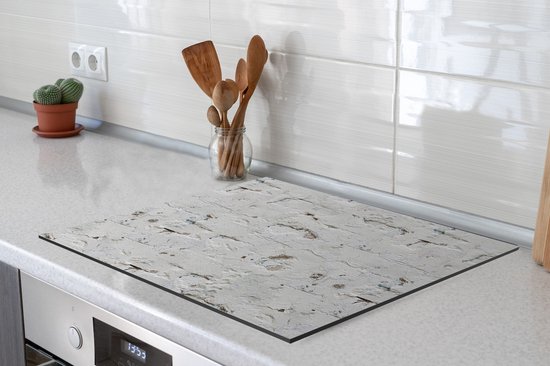 KitchenYeah® Inductie beschermer 75x52 cm - Muur - Antiek - Gips - Patronen - Kookplaataccessoires - Afdekplaat voor kookplaat - Inductiebeschermer - Inductiemat - Inductieplaat mat