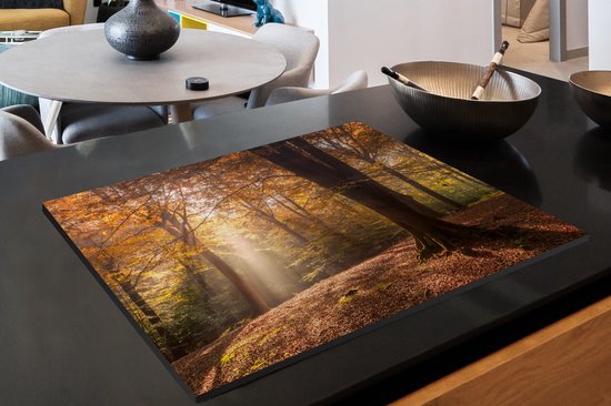 KitchenYeah® Inductie beschermer 78x52 cm - Herfst - Bos - Bomen - Kookplaataccessoires - Afdekplaat voor kookplaat - Inductiebeschermer - Inductiemat - Inductieplaat mat