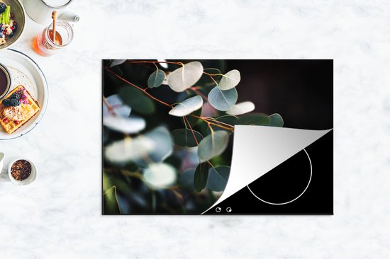 KitchenYeah® Inductie beschermer 76x51.5 cm - Eucalyptus bladeren aan takken - Kookplaataccessoires - Afdekplaat voor kookplaat - Inductiebeschermer - Inductiemat - Inductieplaat mat