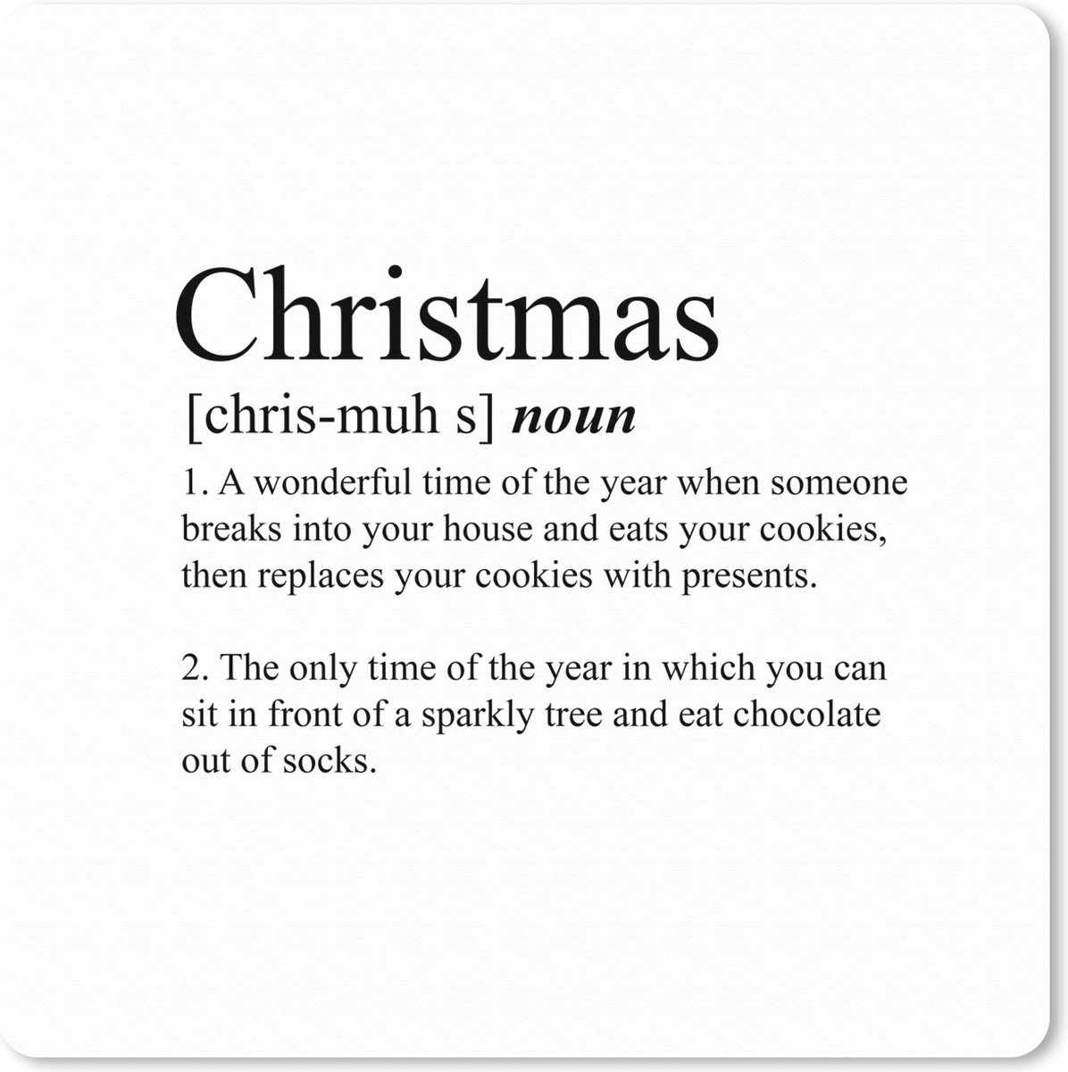 Muismat XXL 60x60 cm - Bureau onderlegger - Bureau mat Christmas definitie - Spreuken - Quotes - Kerst - Woordenboek - Bureaumat - Gaming mousepad xl - Bureaulegger groot - Computer deskmat