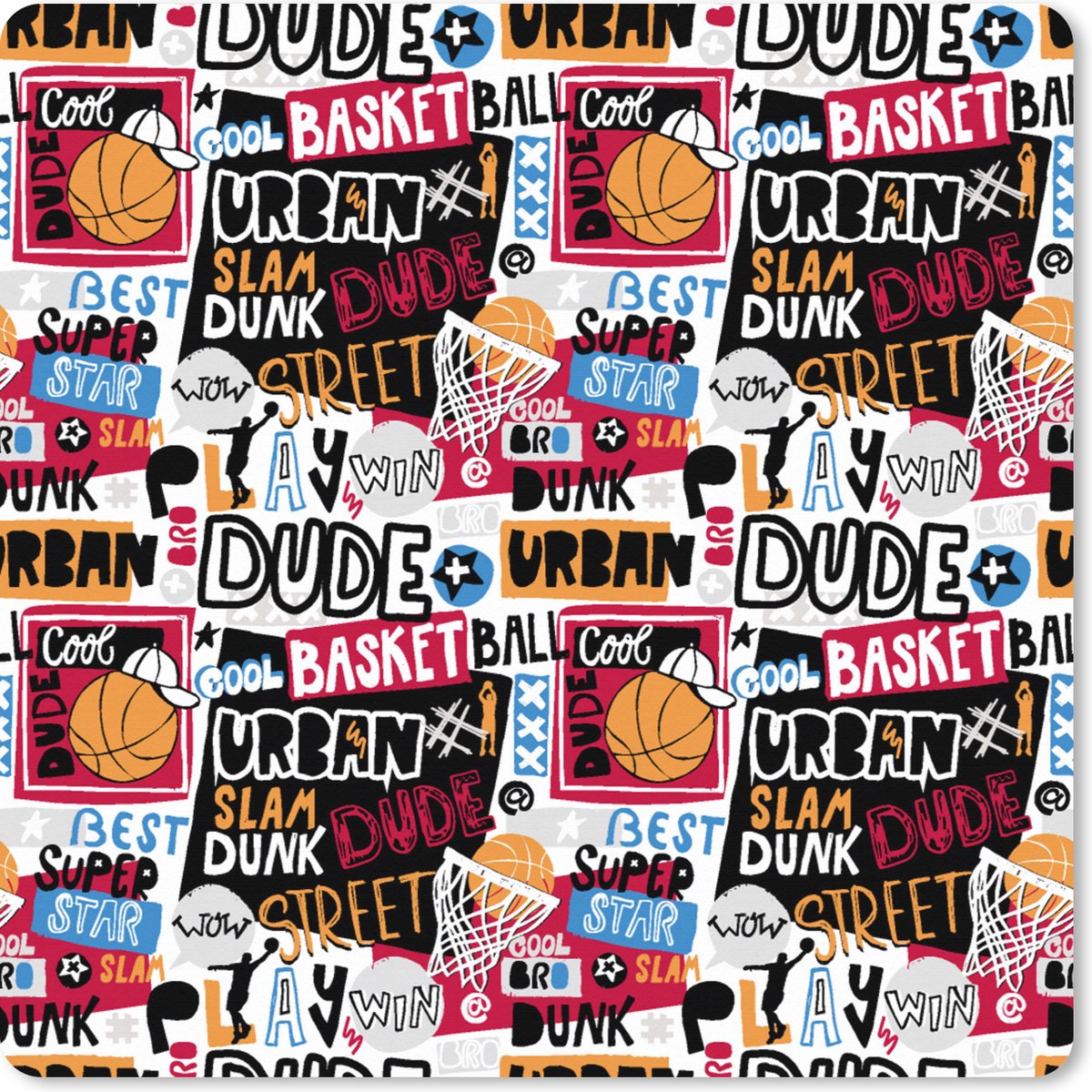 Muismat XXL 50x50 cm - Bureau onderlegger - Bureau mat Basketbal - Quotes - Patroon - Alfabet - Bureaumat - Gaming mousepad xl - Bureaulegger groot - Computer deskmat