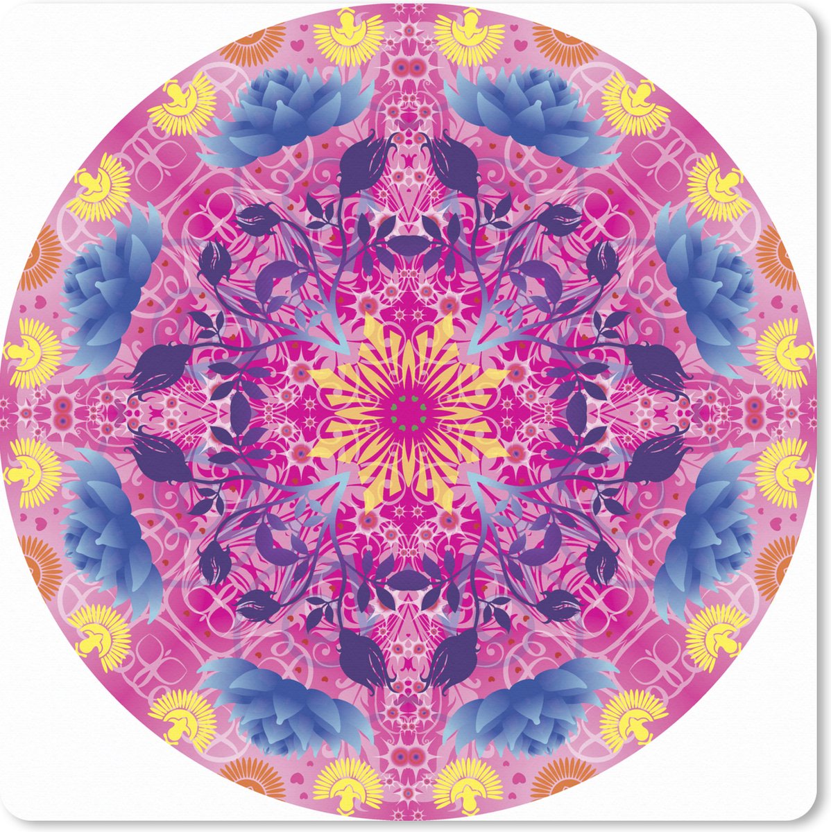 Muismat XXL 80x80 cm - Bureau onderlegger - Bureau mat Mandala kleurrijk - Bureaumat - Gaming mousepad xl - Bureaulegger groot - Computer deskmat