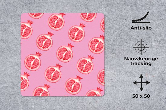 Muismat XXL 50x50 cm - Bureau onderlegger - Bureau mat Fruit - Roze - Sjablonen - Bureaumat - Gaming mousepad xl - Bureaulegger groot - Computer deskmat