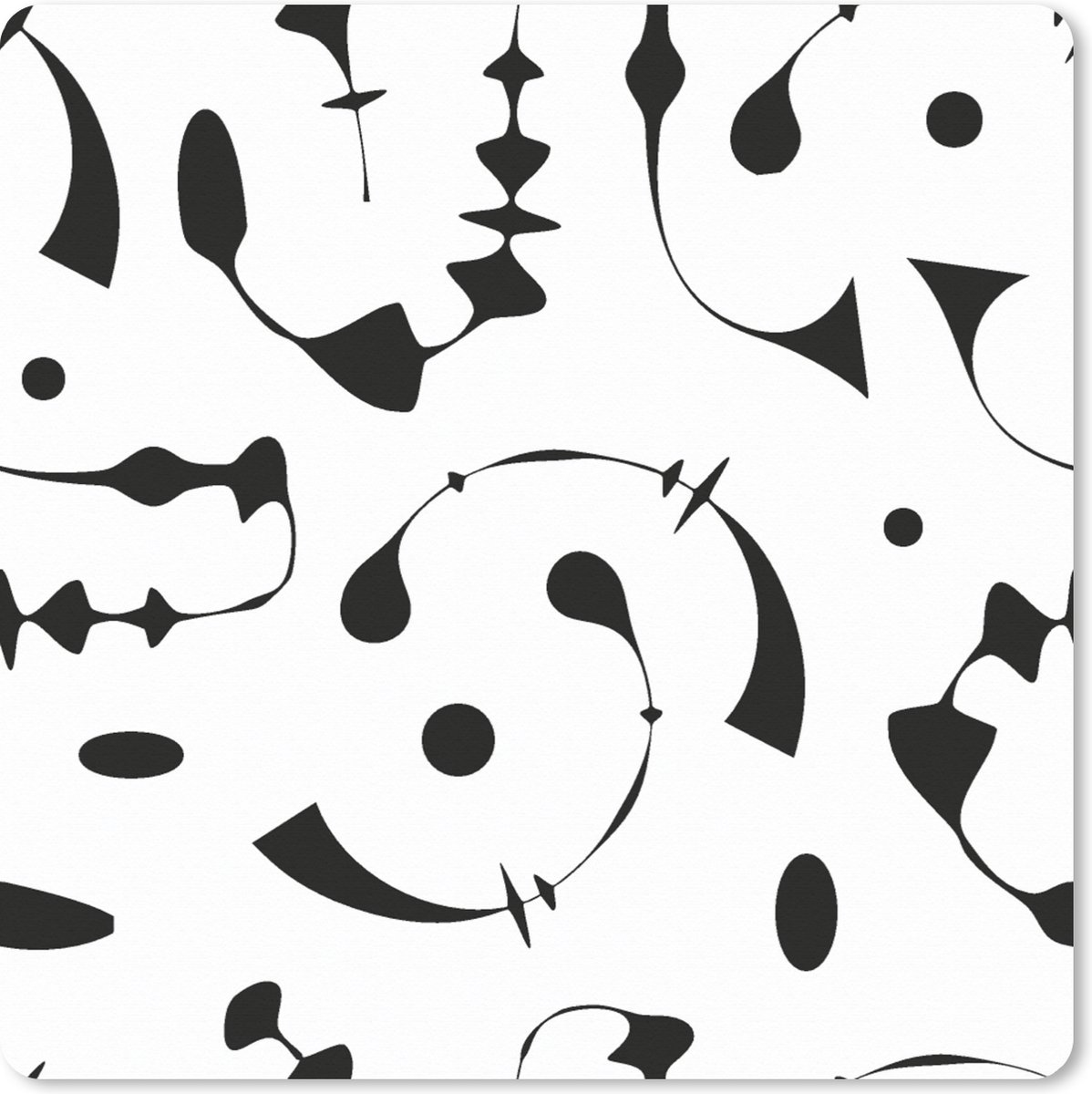 Muismat XXL 60x60 cm - Bureau onderlegger - Bureau mat Line Art - Abstract - Zwart Wit - Patroon - Bureaumat - Gaming mousepad xl - Bureaulegger groot - Computer deskmat