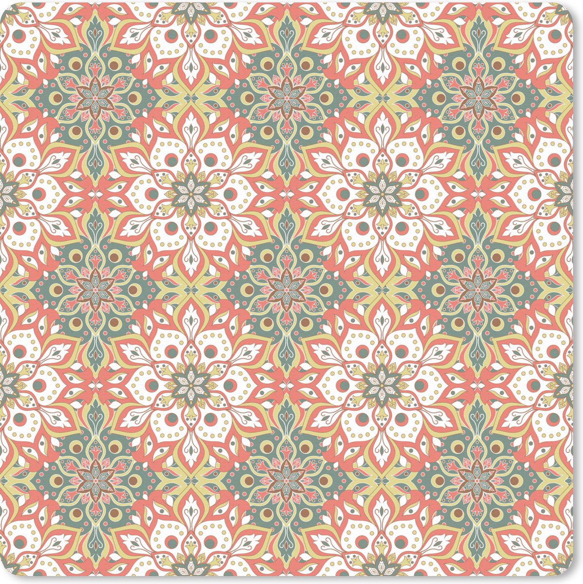 Muismat XXL 80x80 cm - Bureau onderlegger - Bureau mat Bloemen - Mandala - Vintage - Patronen - Bureaumat - Gaming mousepad xl - Bureaulegger groot - Computer deskmat