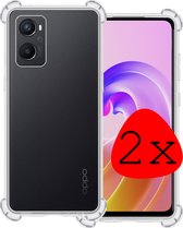 Hoes Geschikt voor OPPO A76 Hoesje Shock Proof Case Hoes Siliconen - Hoesje Geschikt voor OPPO A76 Hoes Cover Shockproof - Transparant - 2 Stuks