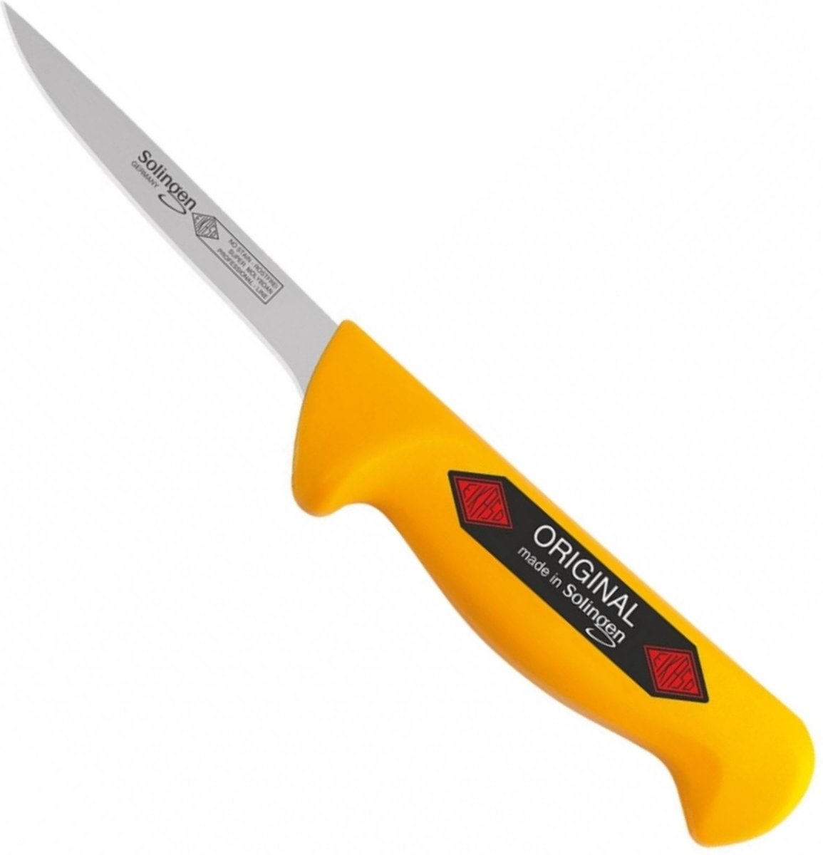 Eikaso Solingen Semi-flexibel Uitbeenmes 10 cm – Ergonomisch Geel Heft – Molybdeen Staal