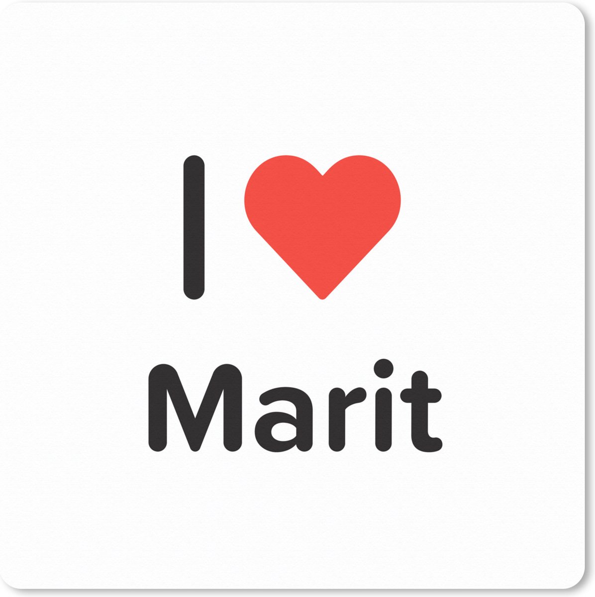 Muismat XXL 80x80 cm - Bureau onderlegger - Bureau mat I love - Marit - Meisje - Bureaumat - Gaming mousepad xl - Bureaulegger groot - Computer deskmat