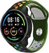 Strap-it Siliconen sport bandje - geschikt voor Xiaomi Watch S1 (Active/Pro) / Watch 2 Pro / Watch S3 / Mi Watch / Amazfit GTR 47mm / GTR 2-3-4 / Bip 5 / Balance - olijfgroen/kleurrijk