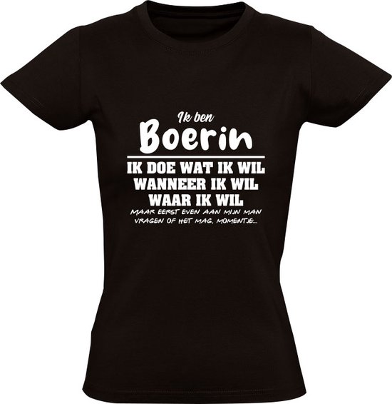 Foto: Boerin dames t shirt verjaardagkado verjaardag kado grappig jarig cadeau zwart