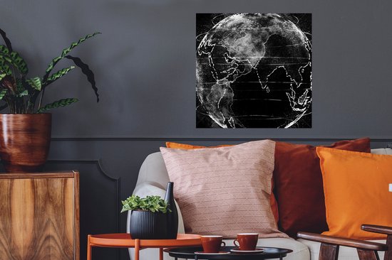 Terre abstraite faite de lignes en papier poster noir et blanc 50x50 cm - Tirage photo sur Poster (décoration murale salon / chambre)