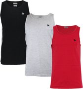 3-Pack Donnay Muscle shirt (589006) - Tanktop - Heren - Black/Light Grey marl/Berry Red - maat L