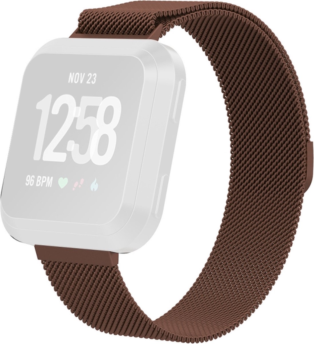 Milanees bandje - geschikt voor Fitbit Versa / Versa 2 - maat M/L - koffiekleurig