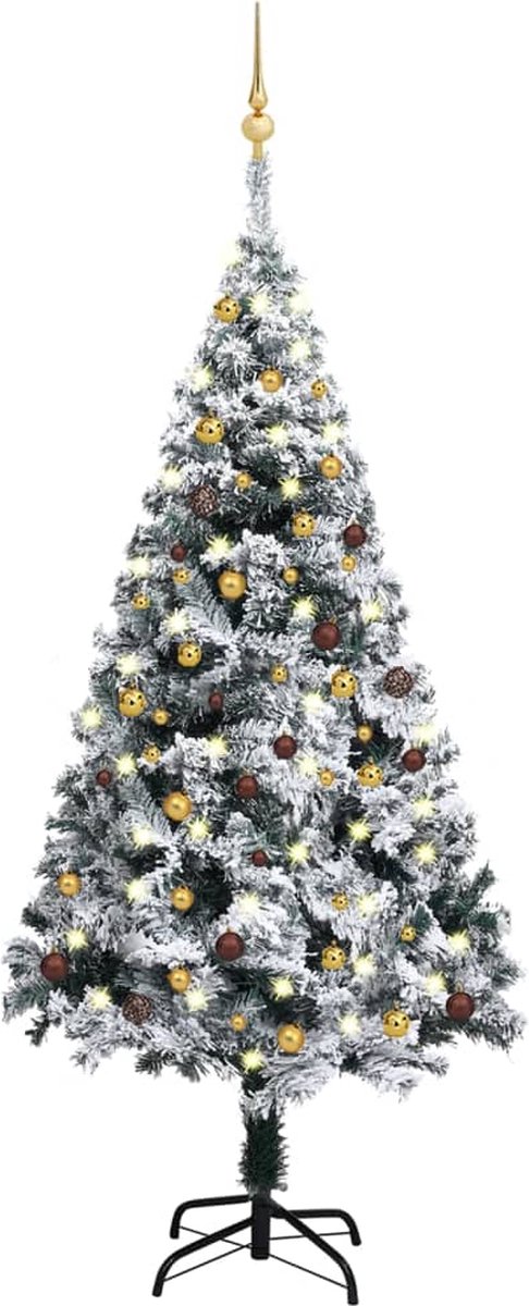 VidaLife Kunstkerstboom met LED's en kerstballen 180 cm PVC groen