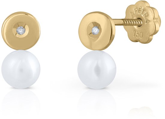 Lapetra LPGO0001 - Clips d'oreilles - Cercle - Or 18 carats - Diamant - Perle