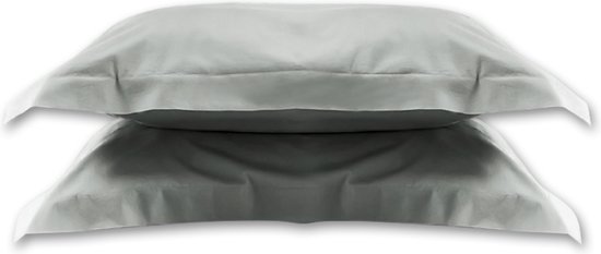 2 STUKS - Kussensloop Excellence - katoen satijn - 2x 60x70 - grijs zilver