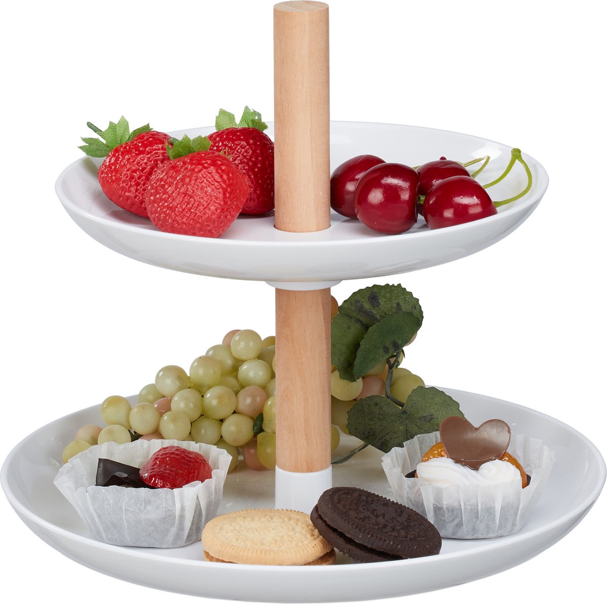 cupcake standaard - 2 laags - 19 x 21 cm - high tea - voor fruit