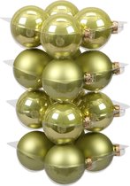 16x stuks kerstversiering kerstballen salie groen (oasis) van glas - 8 cm - mat/glans - Kerstboomversiering