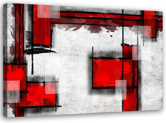 Trend24 - Canvas Schilderij - Geometrische Abstract In Rood - Schilderijen - Abstract - Rood