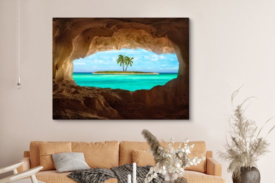 Peintures sur Toile - Paradis Tropical aux Caraïbes - 160x120 cm - Décoration murale XXL