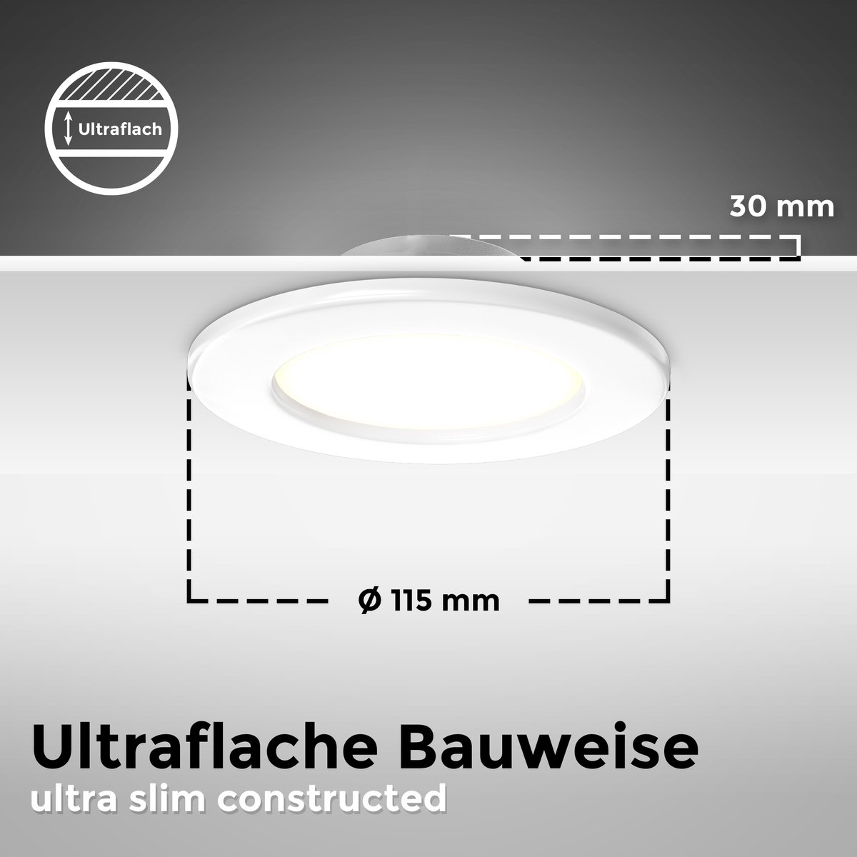 Set de 3 pièces Ultraflache LED Spots Encastrables, Ø 9 cm, 5 W