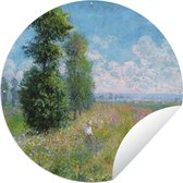 Tuincirkel Weide met populieren - Claude Monet - 120x120 cm - Ronde Tuinposter - Buiten XXL / Groot formaat!