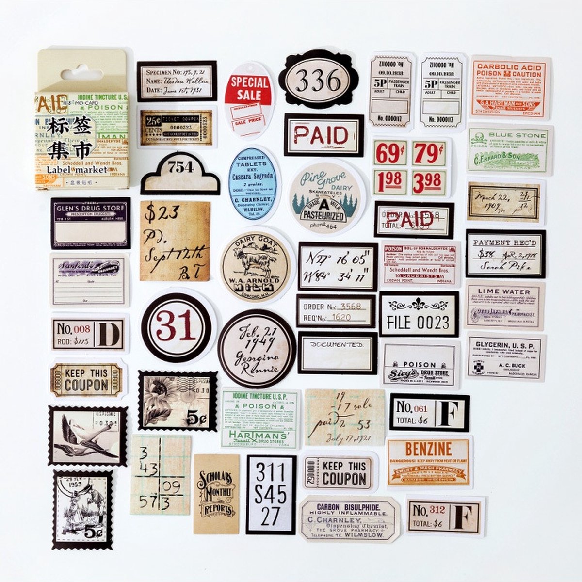 Bullet Journal Stickers - Planner Agenda Stickers - Vintage - 46 Stuks - Scrapbook stickers - Laptop stickers - Bujo stickers - Sticker voor kaarten maken — afbeelding 6