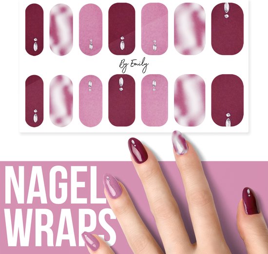 Nagel wrap - Diamond Bordeaux | 14 stickers per vel | Nail wrap | Nail art | Trendy | Design | Nagellakvrij | Eenvoudig | Nagel art | Nagel wrap | Nagel stickers | Folie | Zelfklevend | Sjablonen