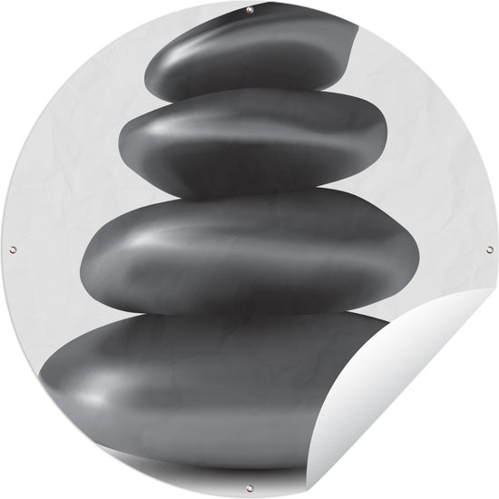 Tuincirkel Stapel zen stenen - 60x60 cm - Ronde Tuinposter - Buiten