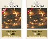 Set van 6x stuks cascade draadverlichting lichtsnoer met 40 lampjes warm wit op batterijen - Lichtsnoeren - kerstverlichting
