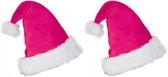 2x stuks pluche roze kerstmuts voor volwassenen