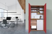 Goedkope keuken 104  cm - mini keuken met apparatuur Peter - Eiken/Rood - elektrische kookplaat  - koelkast          - kleine keuken - compacte keuken - keukenblok met apparatuur