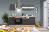 Goedkope keuken 220  cm - complete keuken met apparatuur Merle  - Eiken/Grijs - soft close - keramische kookplaat - vaatwasser - afzuigkap - oven    - spoelbak