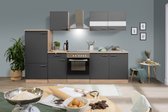 Goedkope keuken 270  cm - complete keuken met apparatuur Merle  - Eiken/Grijs - soft close - keramische kookplaat    - afzuigkap - oven    - spoelbak