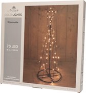 Verlichte figuren zwarte lichtboom/metalen boom/kerstboom met 70 led lichtjes 120 cm - Kerstversiering/kerstdecoratie