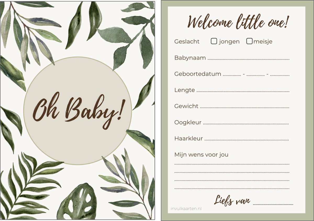 Babyshower invulkaarten 20 stuks | babyshower | babyshower ...