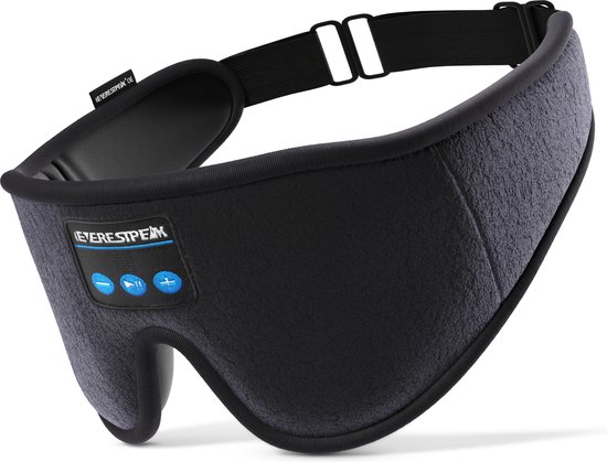 EverestPeak® Bluetooth Slaapmasker PRO - Slaaptrainer - Met 3 in 1 Koptelefoon - 25x10CM- Zwart